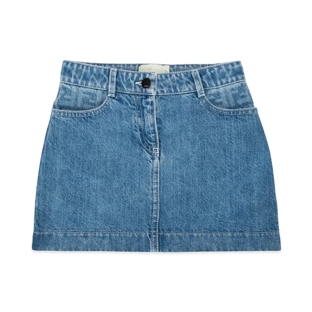 FENDI Kids Logo Embroidery Skirt "Blue"