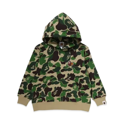 A BATHING APE Kids ABC Camo Ape & Milo One Point Pullover Hoodie "Green"