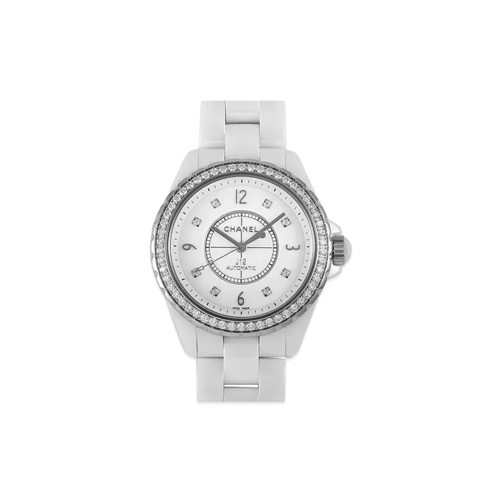 CHANEL J12 Ceramic 38mm 8P Diamonds "White"