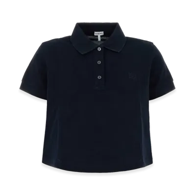 LOEWE Women's Piquet Oversize Polo Shirt "Midnight Blue"