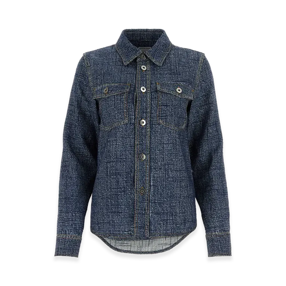 Bottega Veneta Women's Printed Viscose Blend Shirt "Blue"