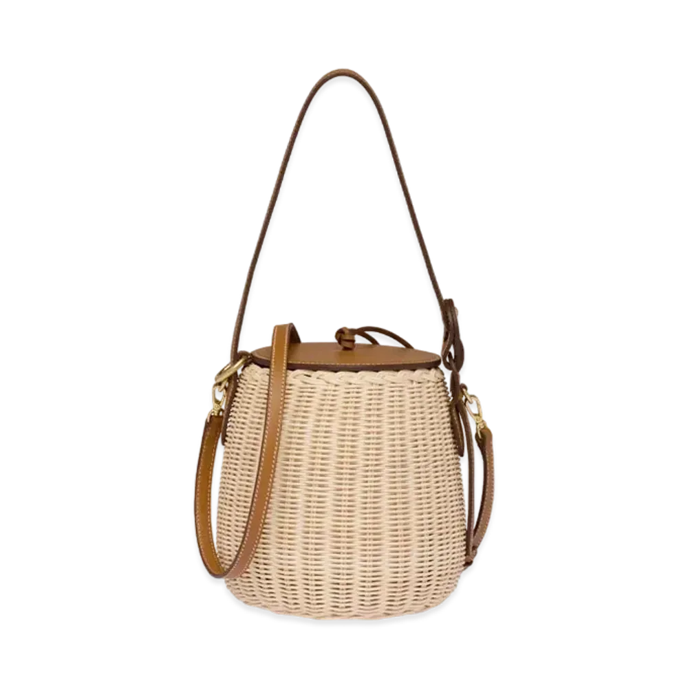 MIU MIU Wicker And Leather Handbag "Tan/Caramel"