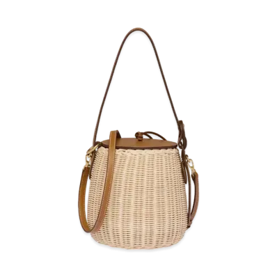 MIU MIU Wicker And Leather Handbag "Tan/Caramel"