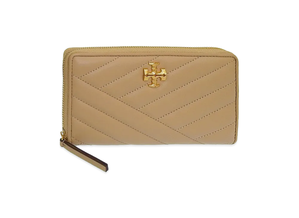 TORY BURCH Kira Chevron Zip Continental Wallet "Desert Dune"