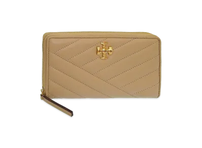 TORY BURCH Kira Chevron Zip Continental Wallet "Desert Dune"