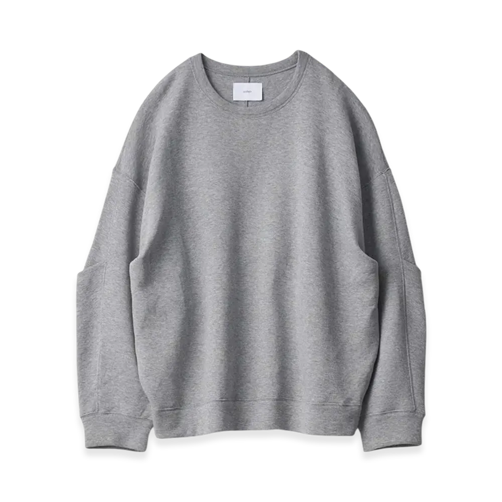ssstein Cotton Double Knit Tucked Crew Neck LS "Top Grey"