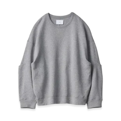 ssstein Cotton Double Knit Tucked Crew Neck LS "Top Grey"