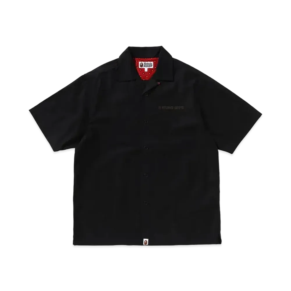 A BATHING APE Dragon Embroidery Open Collar Shirt "Black"