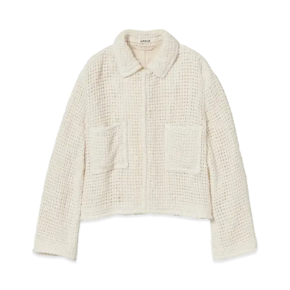 AURALEE Homespun Summer Tweed Mesh Blouson "Off White"