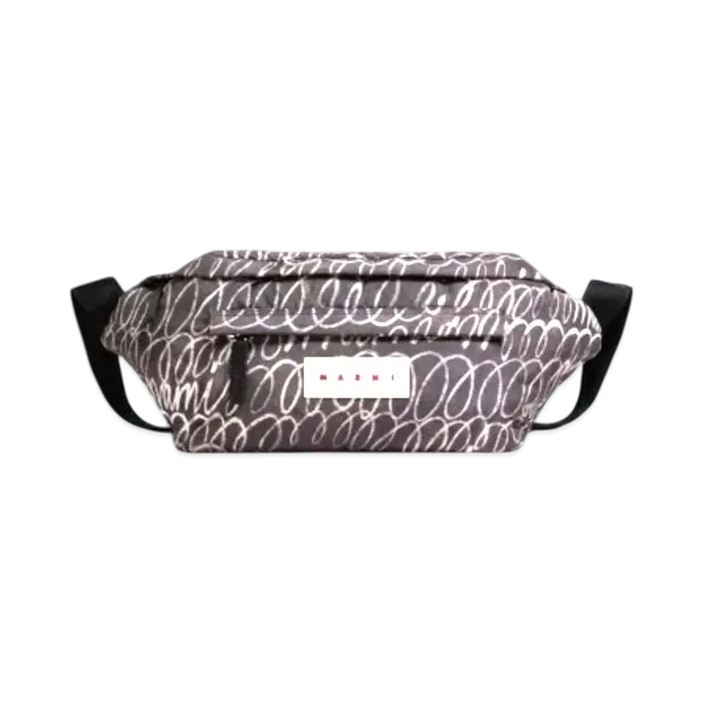 Marni Puff Belt Bag With Marniscribble Print "Black"