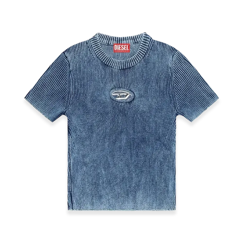 Diesel M-Anchor-A-SS Knitted Crop Top With Denim Effect "Blue"