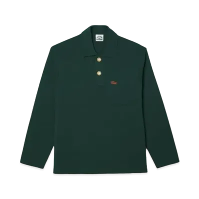 LACOSTE x Le Fleur Merino Wool Knit Long Sleeve Polo Shirt "Green"