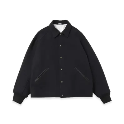 A.PRESSE High Twist Cashmere Melton Coach Jacket "Black"