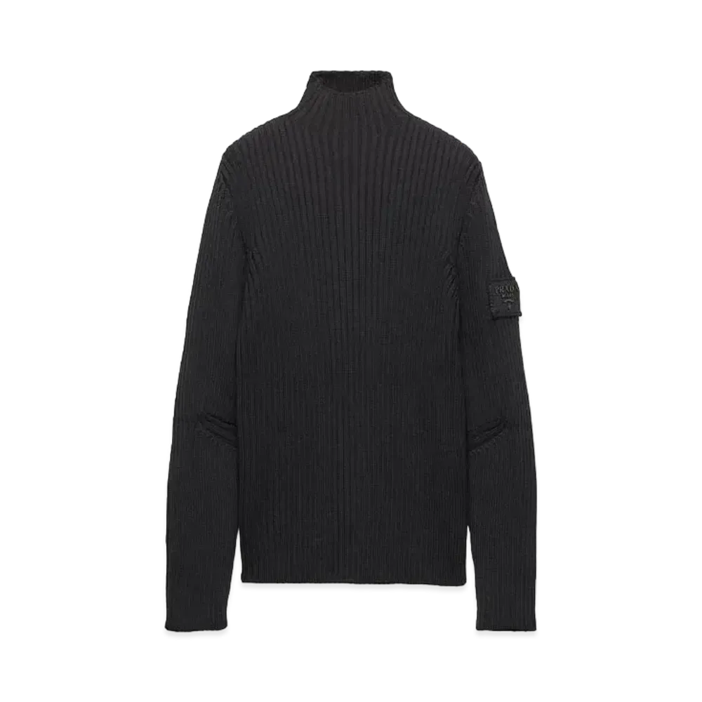PRADA Men's Wool Mock Turtleneck Sweater "Black"