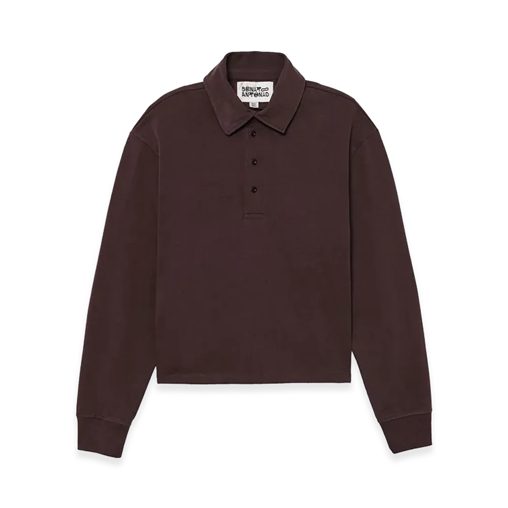 ZARA x Bad Bunny Benito Antonio Cropped Fit Cotton Polo Shirt "Brown"