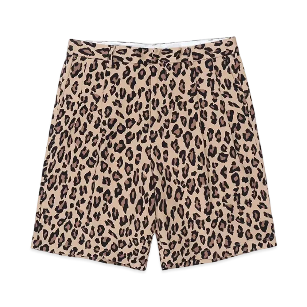WACKO MARIA Dickies / Leopard Double Pleated Short Trousers "Beige"