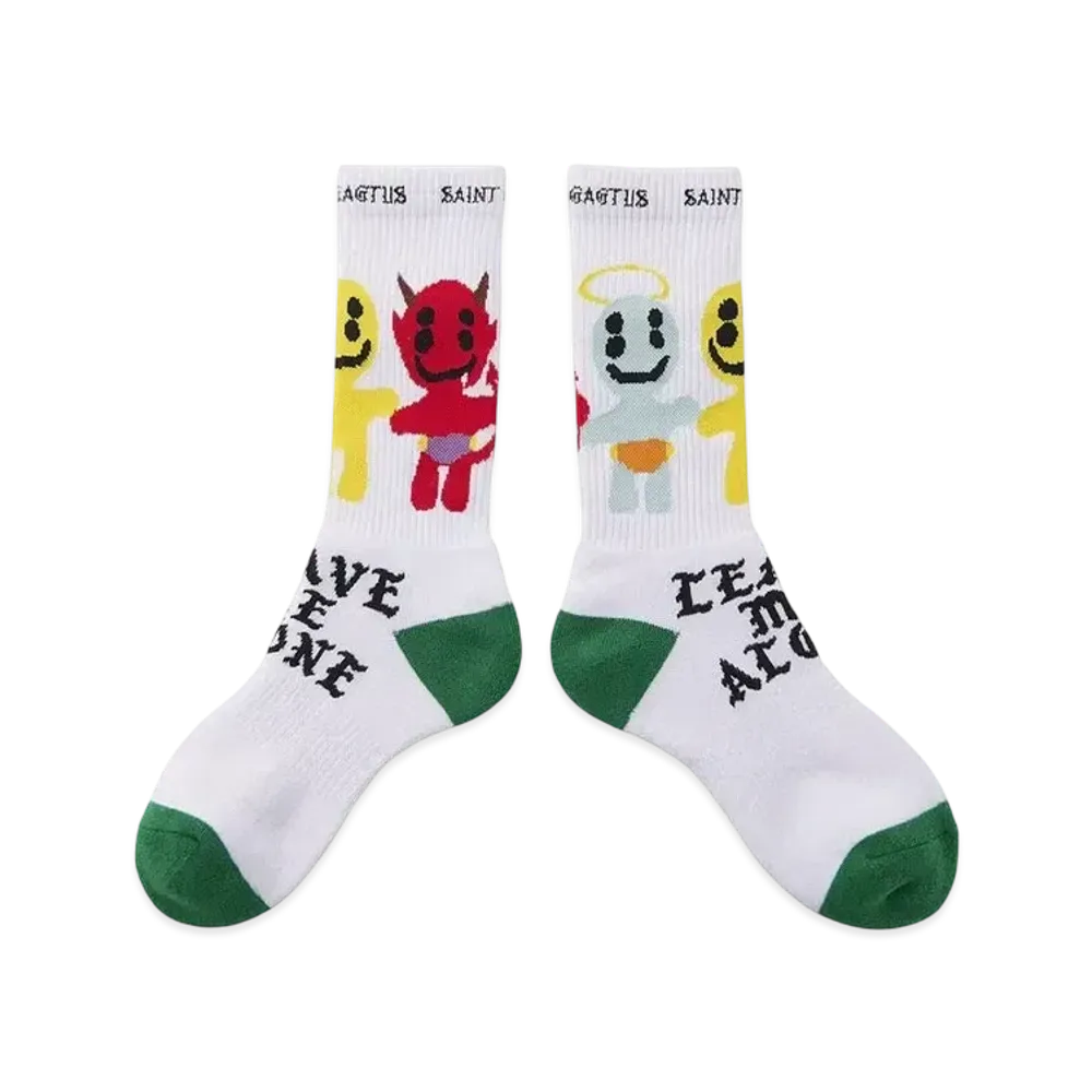 Saint Mxxxxxx x Cactus Plant Flea Market Leave Me Alone Socks "White" 