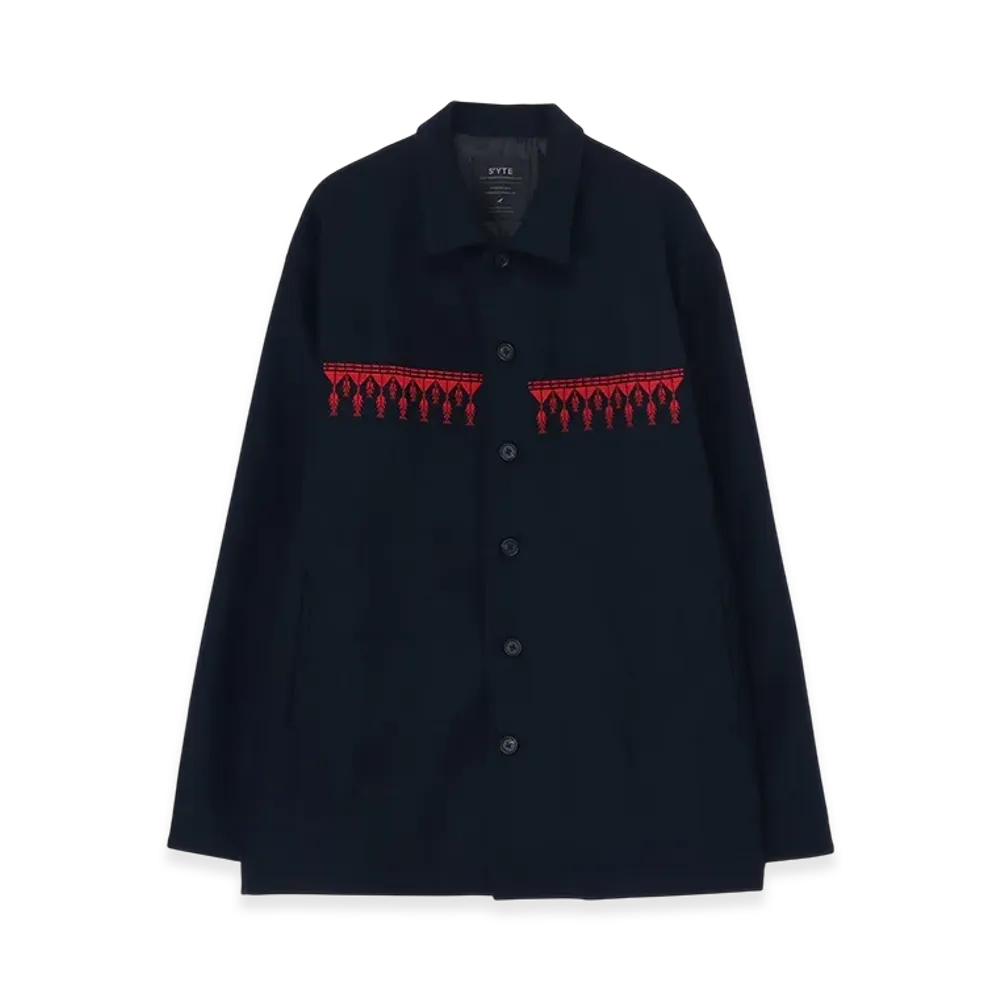 S'YTE Compressed Jersey Ethnic Embroidered Blouson "Navy"