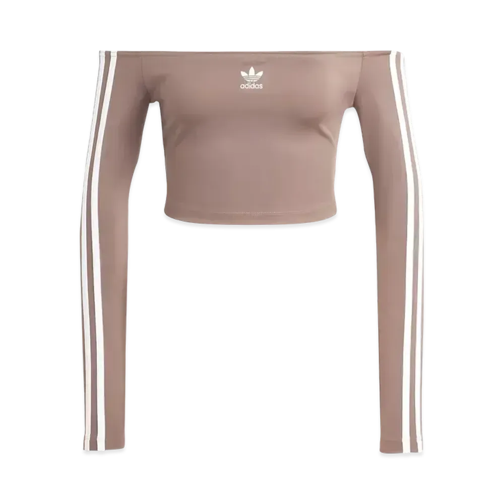 adidas Adicolor Off Shoulder Long Sleeve T-shirt "Trace Brown"