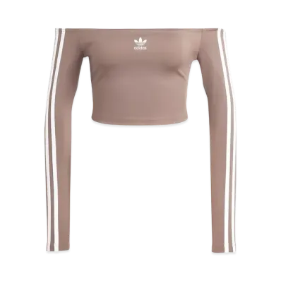 adidas Adicolor Off Shoulder Long Sleeve T-shirt "Trace Brown"