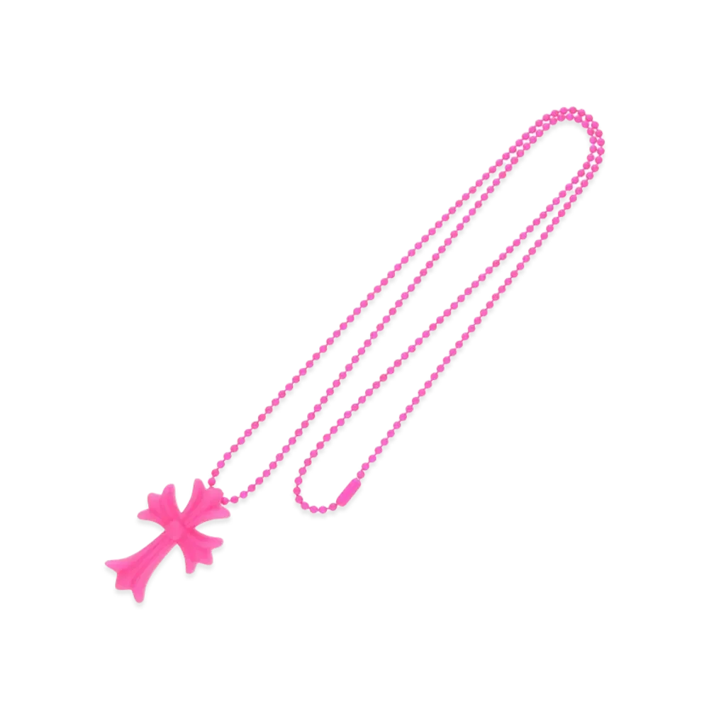 Chrome Hearts Rubber Small CH Cross Silicon Necklace "Pink"
