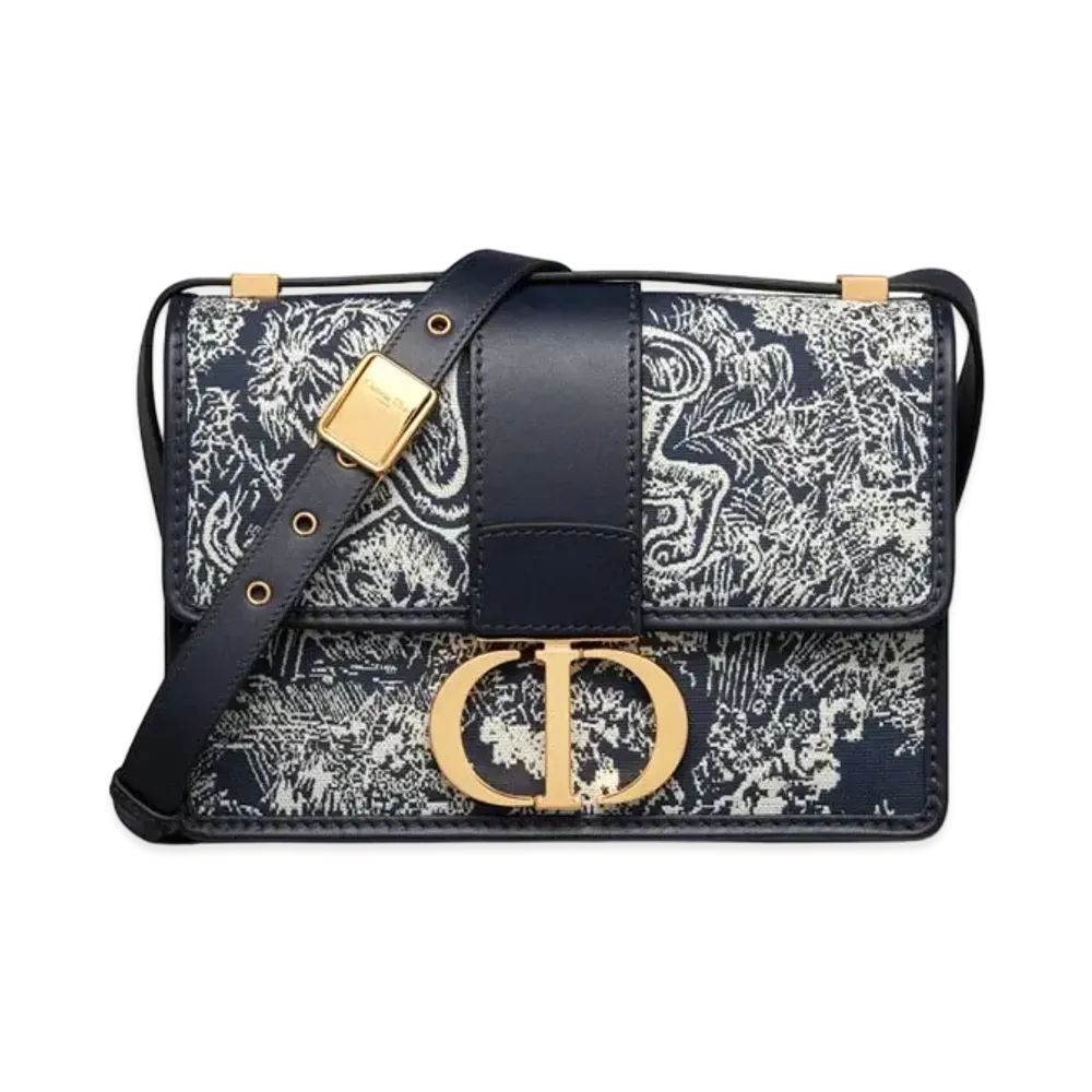 Dior 30 Montaigne Bag Towal Du Juii Reverse Jacquard "Navy Blue"