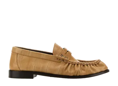 Saint Laurent Women's Leather Loafers "Beigeotan"