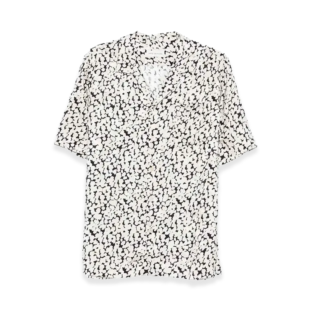 DRIES VAN NOTEN Viscose Carltone Short Sleeve Shirt "Light Beige"