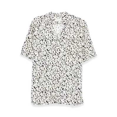 DRIES VAN NOTEN Viscose Carltone Short Sleeve Shirt "Light Beige"