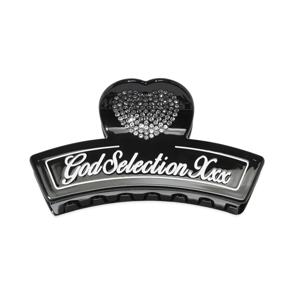GOD SELECTION XXX Women's Script Logo Heart Hair Clip GXL-S26-GD-03 "Black"