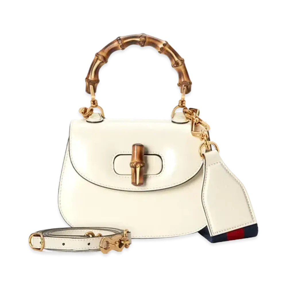 GUCCI Mini Top Handle Bag with Bamboo "White"