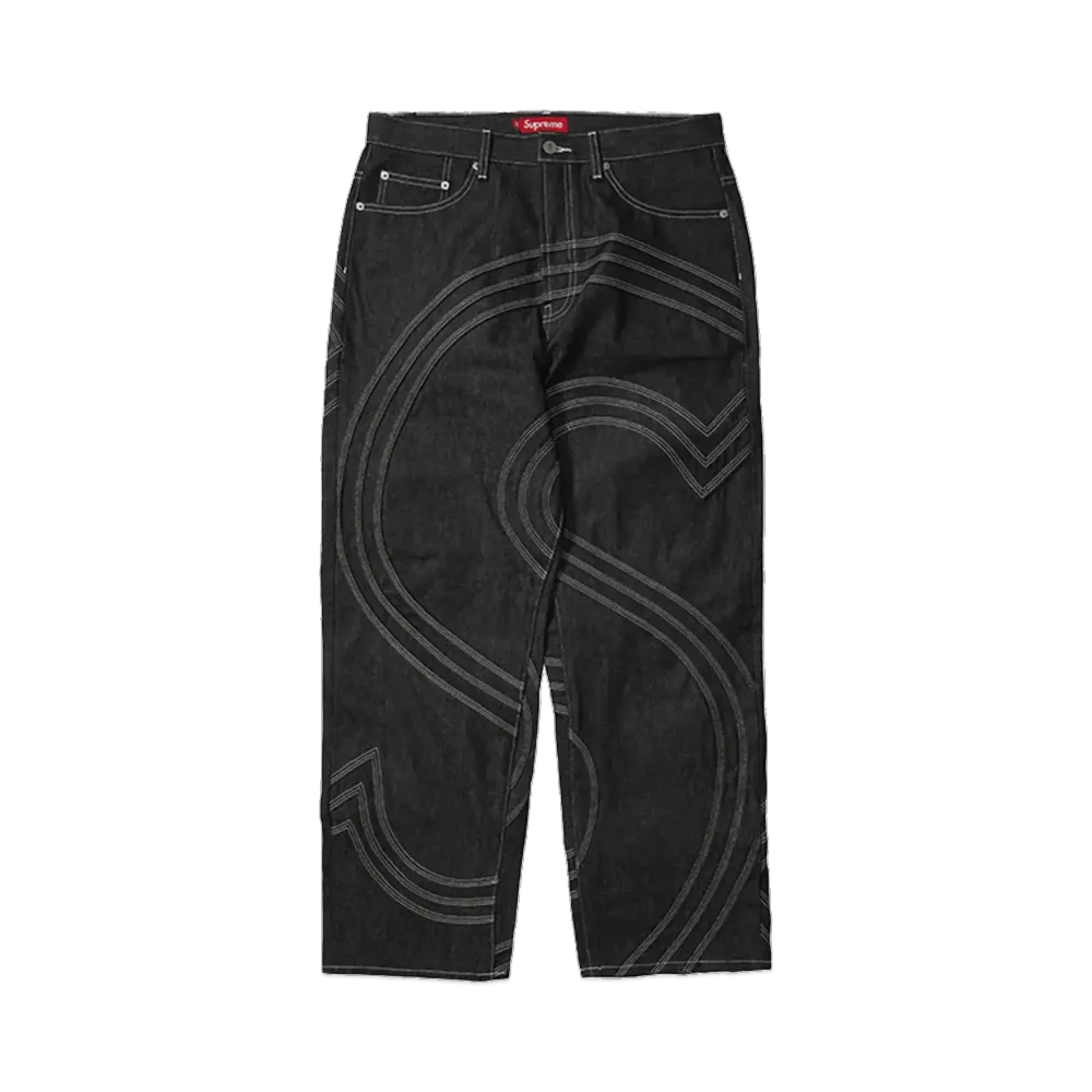 Supreme S Logo Rigid Baggy Jean "Rigid Black"
