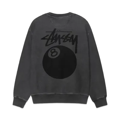 Stussy 8 Ball Pigment Dyed Crew "Black" (FA24)