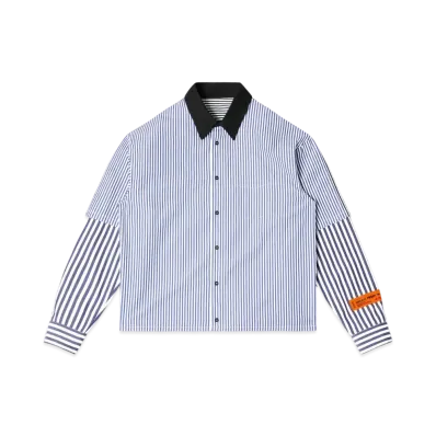 HERON PRESTON Doublesleeves Stripes Shirt "Blue/Black"