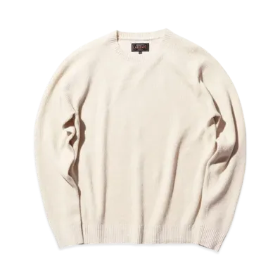 BEAMS Crew Rib 12G Cotton "OffWhite"