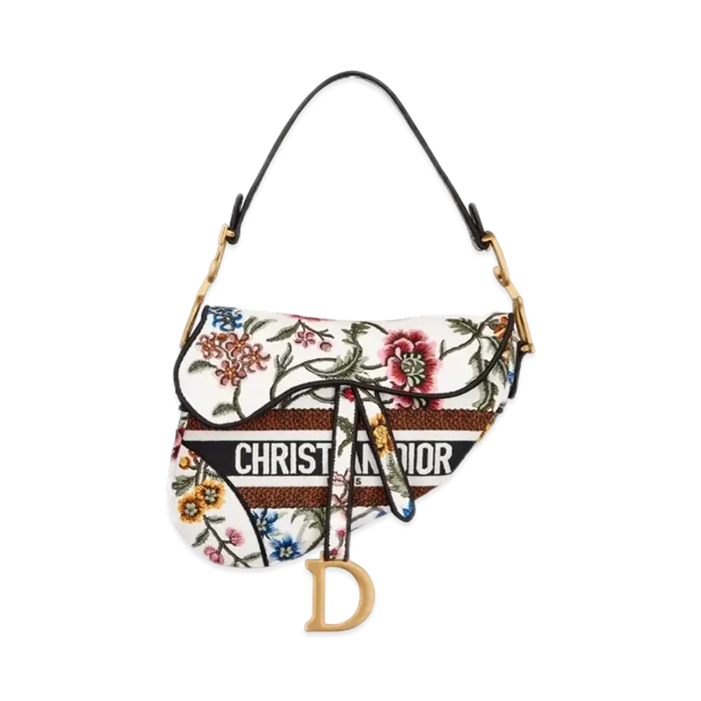 Dior Saddle Bag Dior Petites Fleurs Embroidery "Multicolor"