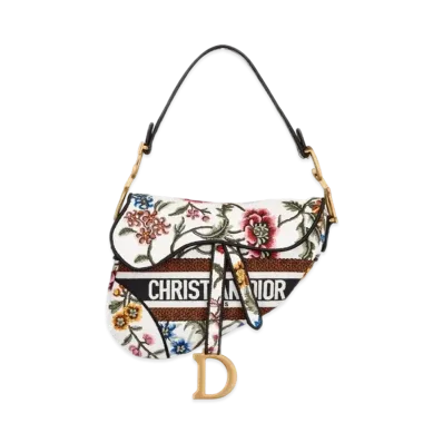 Dior Saddle Bag Dior Petites Fleurs Embroidery "Multicolor"