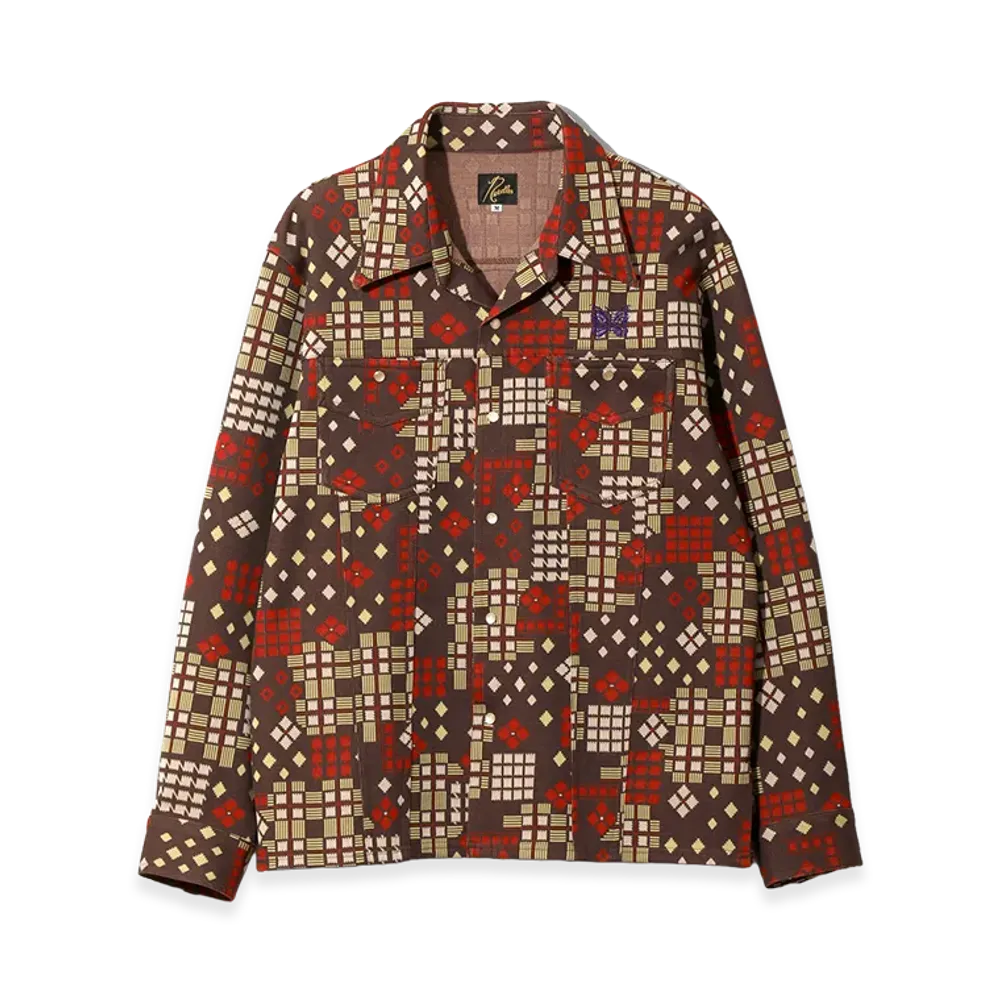 NEEDLES Saddleman Shirt - Poly Jacquard "Brown"