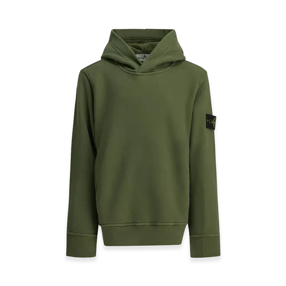 Stone Island Kids badge Logo Hoodie "Green"