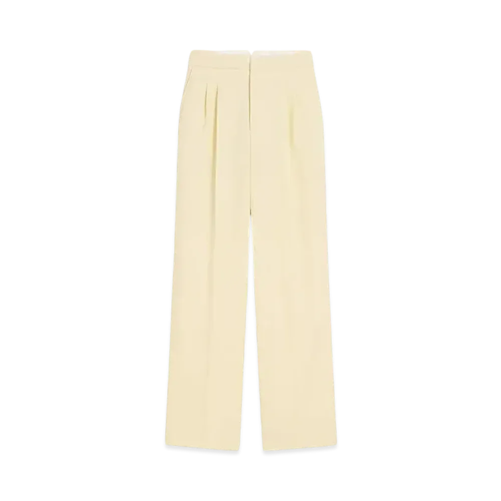 AMI PARIS Yellow Wool High-Waisted Large Pants "Beurre"