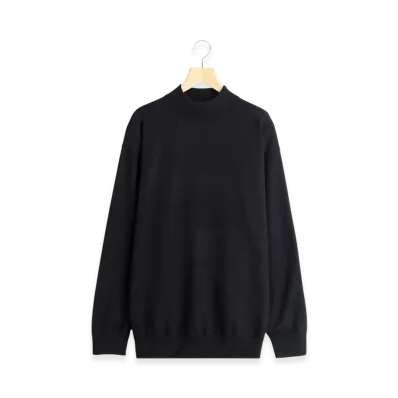 COMOLI Wool Mock Neck Knit "Black"