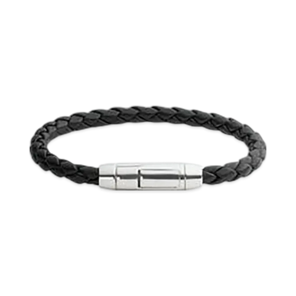 Bottega Veneta Braid Leather Bracelet "Black"