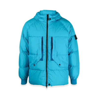 Stone Island Garment Dyed Crinkle Reps Recycled Nylon Down "Turquoise Blue"