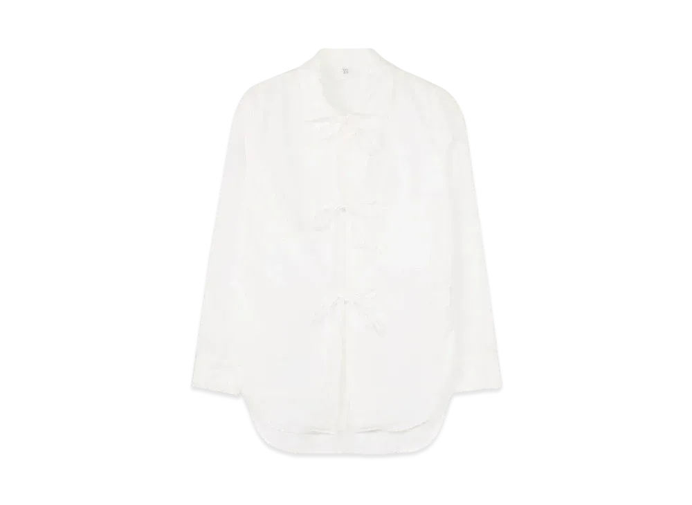 Yohji Yamamoto Y's BROAD FRONT RIBOON BLOUSE "White"