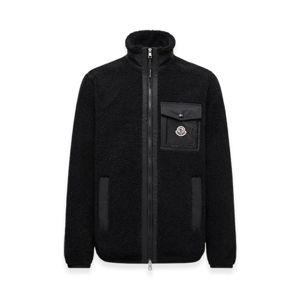 MONCLER Teddy Zip-Up Sweatshirt with Pocket "Black"