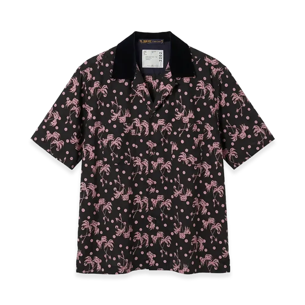 sacai × SUN SURF Aloha Shirt "Black/Pink"