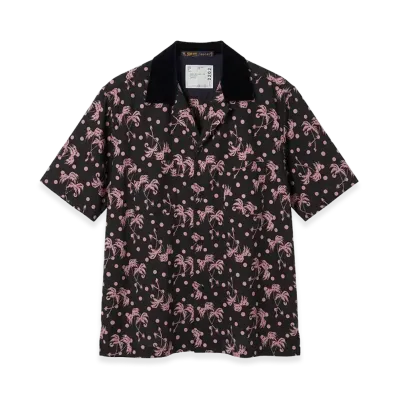 sacai × SUN SURF Aloha Shirt "Black/Pink"