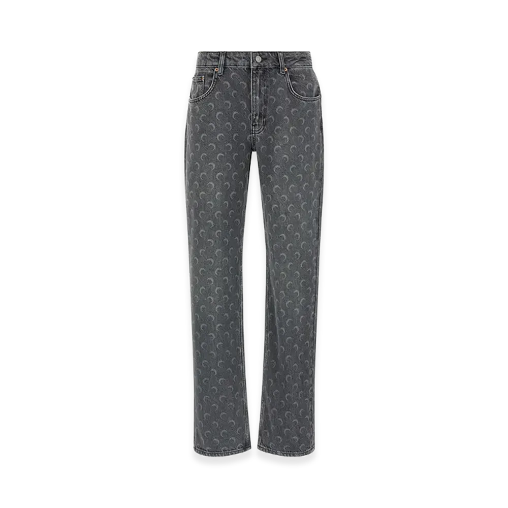 Marine Serre Women's Moon Denim Cotton Jeans "Gray"