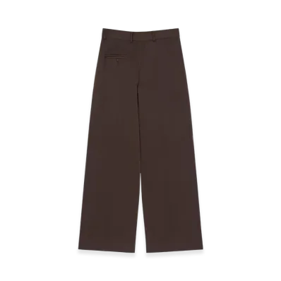 MM6 Maison Margiela Women's Twisted Wool Blend Trousers "Brown"