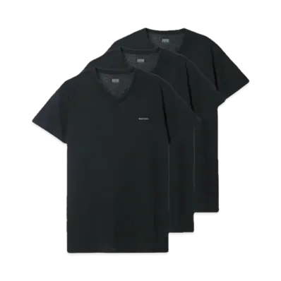 Diesel Three Pack Crew V Neck T Shirt "Black"
